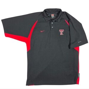 Nike Team Texas Tech Polo Shirt Red Raiders Small Dri-Fit Authentic Black Red